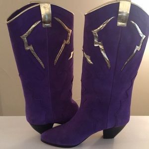 Vintage Lenni Italian Purple & Gold suede boots